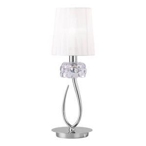 Chrome bedside lamp with white shade