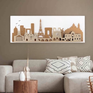 Arti e mestieri paris panel wall clock beige and hazel