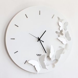 Arti e mestieri butterfly spring wall clock white butterflies