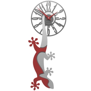 Callea design hanging gecko modern wall clock ruby