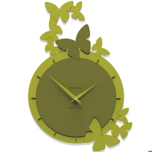 Callea design dancing butterfly wall clock olive green