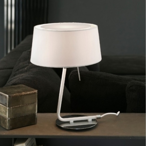 Faro hotel chrome table lamp with white shade