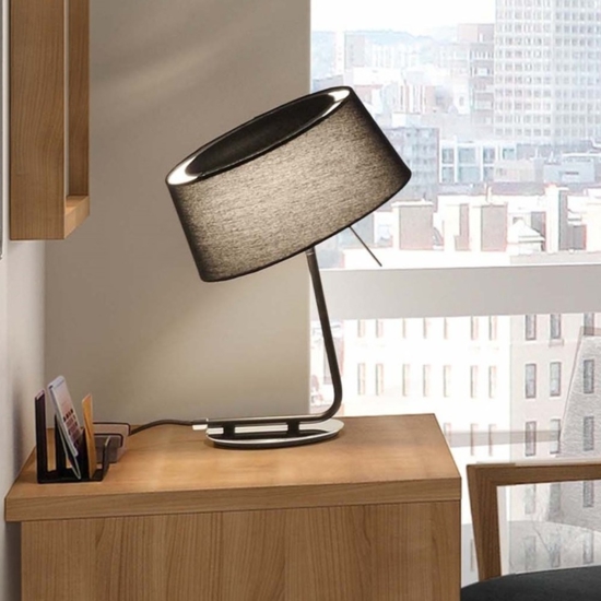 Faro hotel black table lamp with black shade