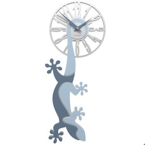 Callea design hanging gecko modern wall clock powder blue