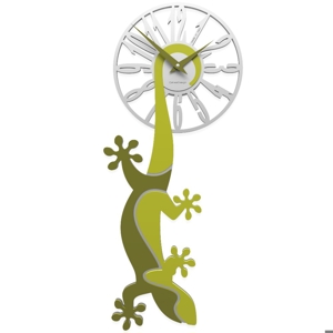 Callea design hanging gecko modern wall clock cedar green