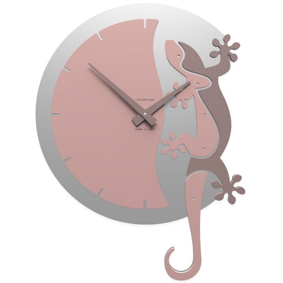 Callea design hanging gecko modern wall clock antique pink