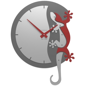 Callea design hanging gecko modern wall clock ruby