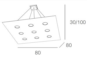 Top light area led suspension square white 9 lights