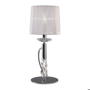 Table lamp chrome and crystals with shade