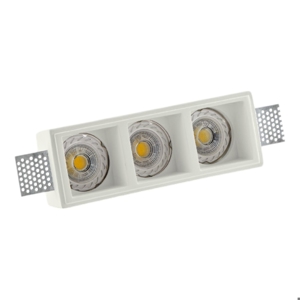 Isyluce rectangular recessed spotlight in gypsum three lights