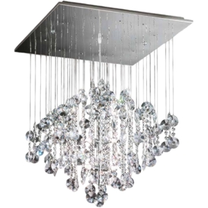 Affralux squared pendant light crystals waterfall and chrome metal