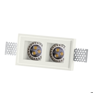 Isyluce square double recessed spotlight in gypsum