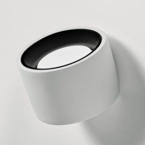 Modern round black and white wall sconce, Nasso by Sforzin