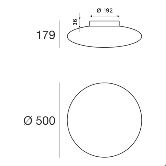 Linea light squash led ceiling lamp flattened sphere ø50cm