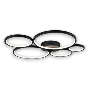 Led ceiling light black metal rings dimable 49w 3000k for living room