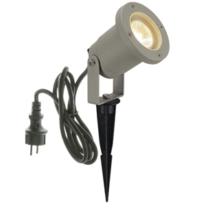 Adjustable spike lamp for gardens silver-grey ip65 with schuko plug