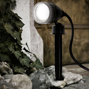 Short black beacon light led adjustable for outdoor garden